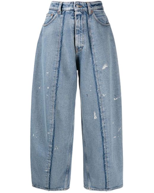 MM6 by Maison Martin Margiela Blue Wide Leg Jeans With Distressed Effect