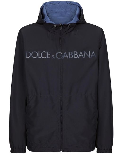 Dolce & Gabbana Blue Reversible Parka With Print for men