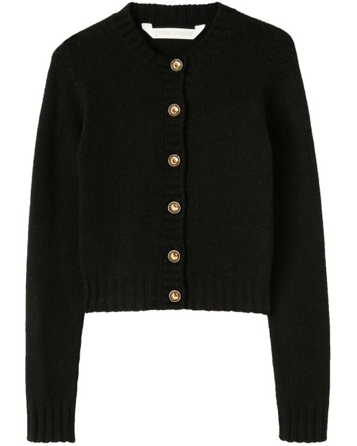 Palm Angels Black Cardigan With Curved Logo