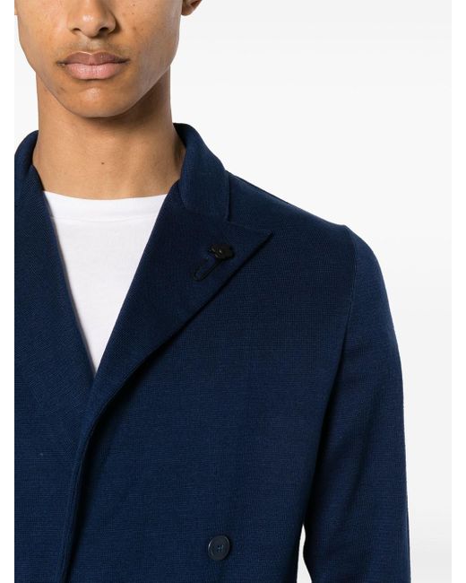 Lardini Blue Double-Breasted Cotton Jacket for men