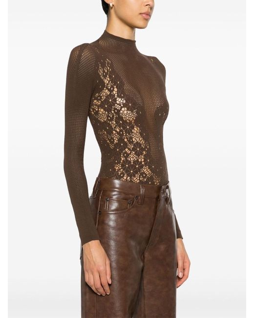 Body con pizzo di Wolford in Brown
