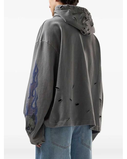 Gcds Gray Printed Hoodie for men