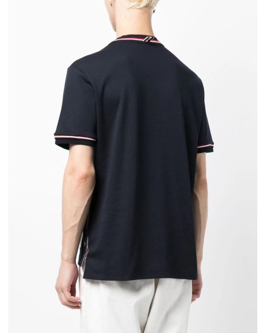 T-Shirt Con Bordi A Righe di Thom Browne in Blue da Uomo