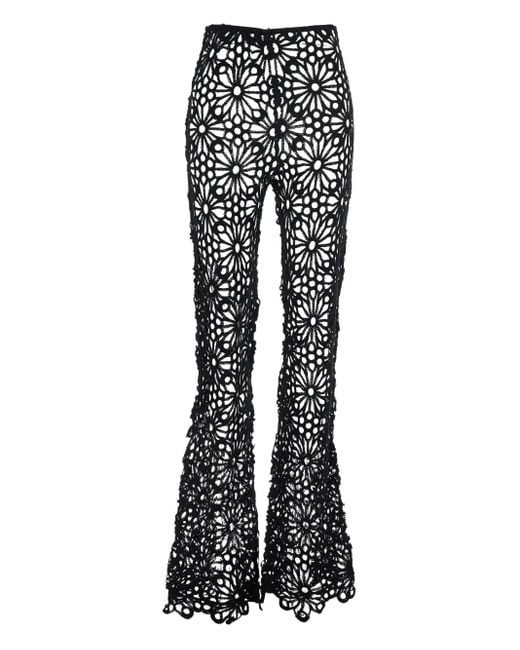 Norma Kamali Black Crochet Pants
