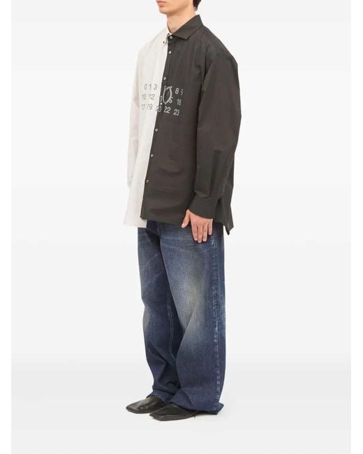 MM6 by Maison Margiela Blue Two-Tone Long-Sleeved Shirt for men
