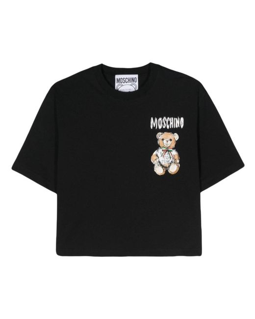 T-Shirt Con Stampa Teddy Bear di Moschino in Black