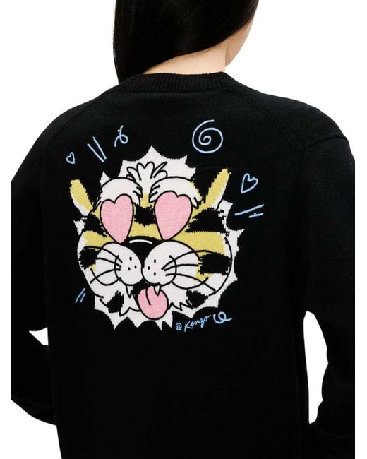 KENZO Black Wild Tiger" Wool And Cotton Cardigan