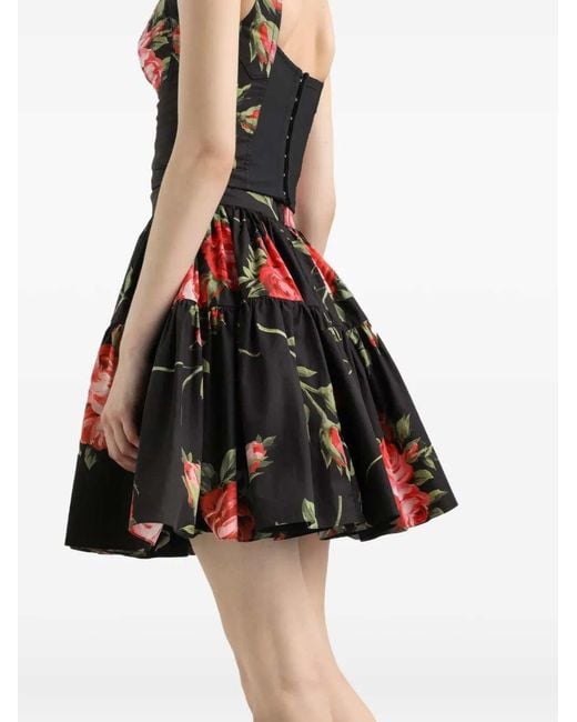 Dolce & Gabbana Black Cotton Skirt With Iconic Print