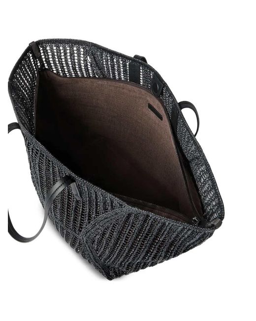 Brunello Cucinelli Black Rafia Tote Bag