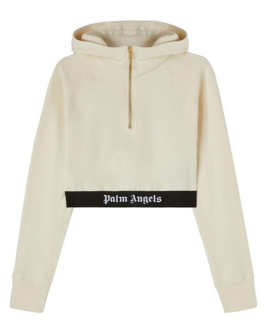 Palm Angels White Sweatshirt With Cropped Logo Band