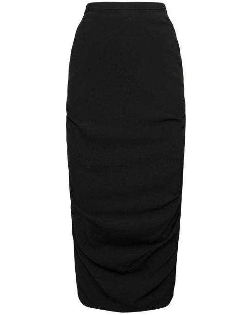 Dries Van Noten Black Wool Blend Midi Skirt