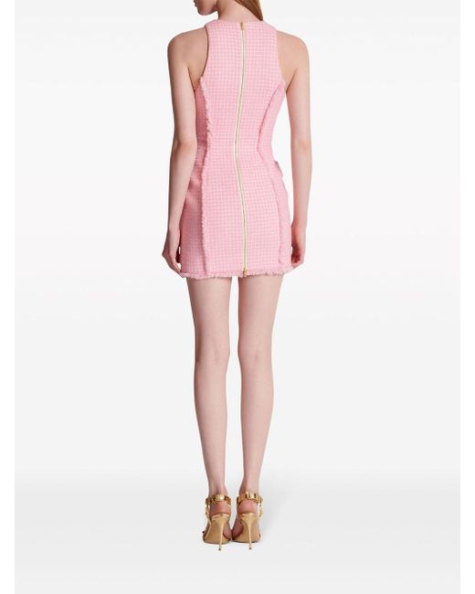 Balmain Pink Short Dress With Embossed Buttons