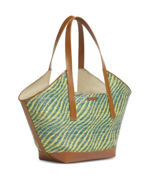 Marni Green Two-Tone Tote Bag
