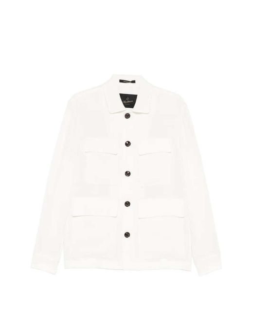 Montecore White Shirt Jacket With Buttons And Pockets for men