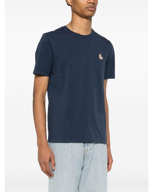 T-Shirt Con Applicazione Chillax Fox di Maison Kitsuné in Blue da Uomo