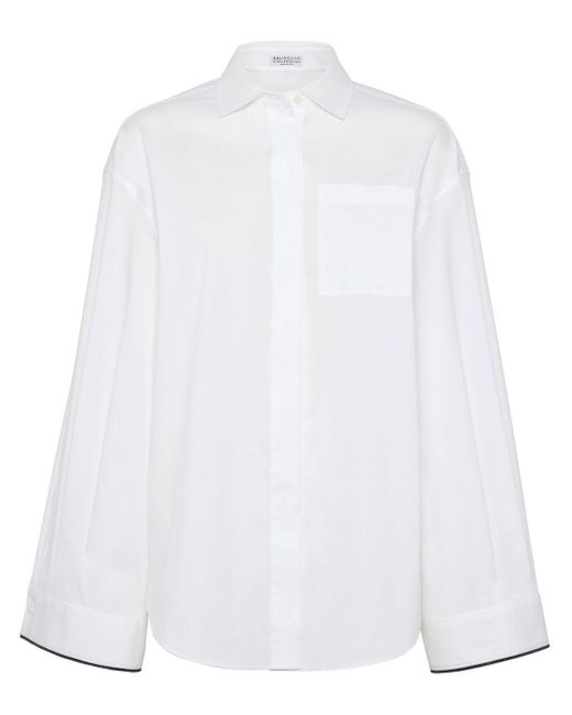Brunello Cucinelli White Shirt With Contrasting Edge