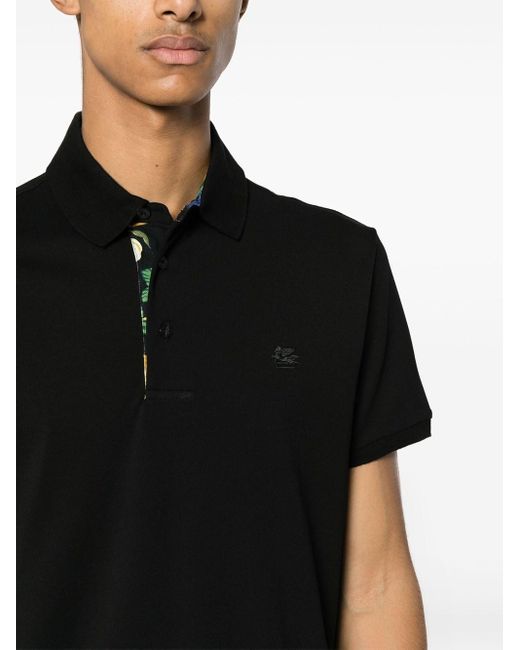 Etro Black Polo Shirt With Logo Embroidery for men