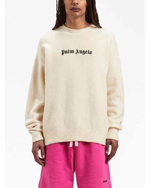 Palm Angels Natural Sweater With Embroidery for men