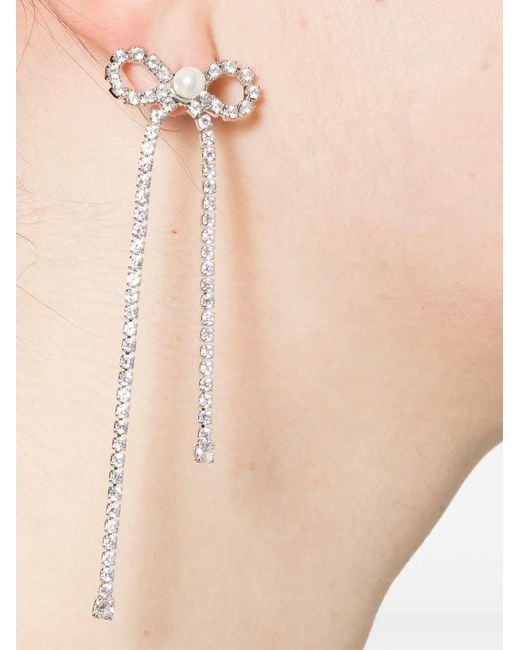 Self-Portrait White Crystal Drop Earrings