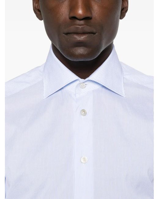 Kiton White Striped Cotton Shirt for men