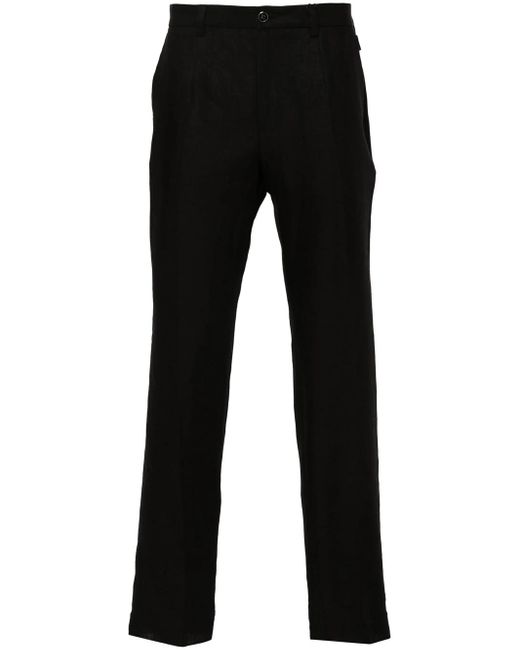 Dolce & Gabbana Black Slim Fit Linen Trousers for men