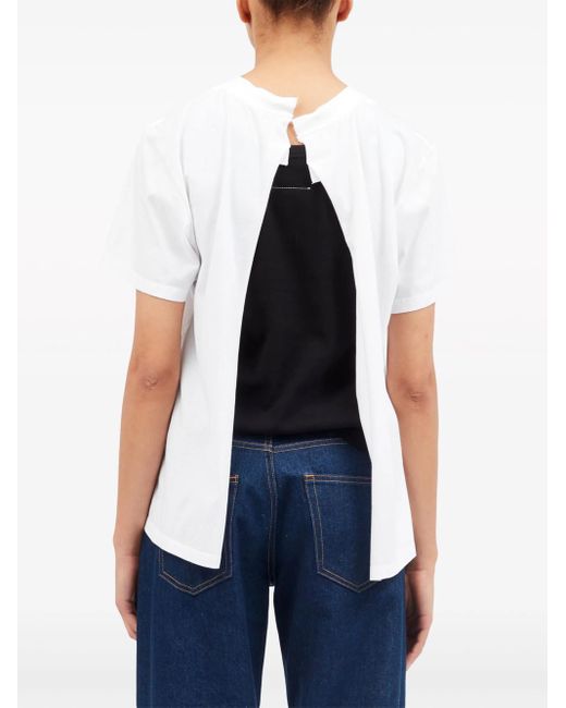 MM6 by Maison Martin Margiela White T-Shirt With Layered Design