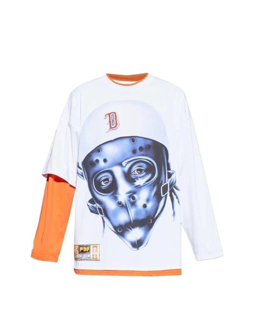 PDF Blue Crew-Neck T-Shirt With Print for men