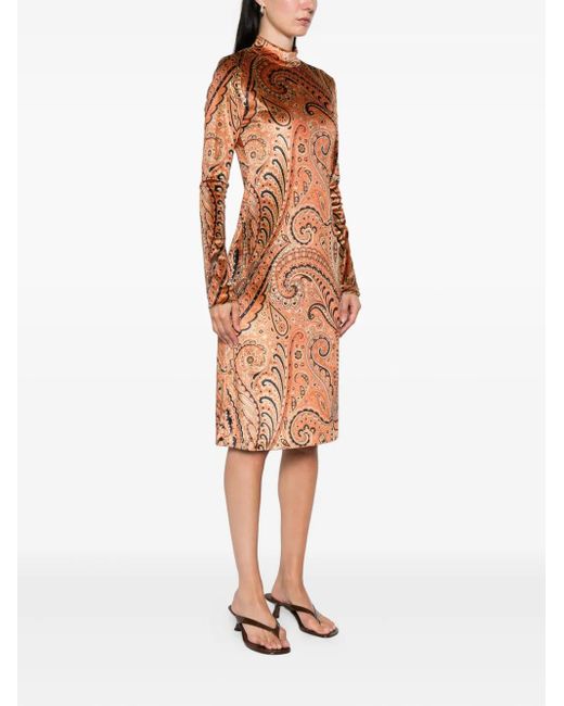 Etro Multicolor Paisley Print Midi Dress