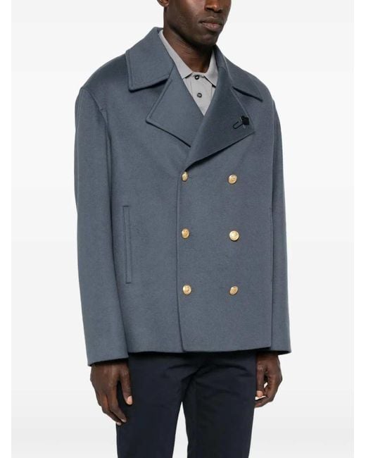 Lardini Blue Double-Breasted Coat for men