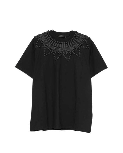 RAXXY Black T-Shirt With Quilted Details