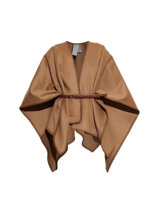 Max Mara Brown Belted Poncho