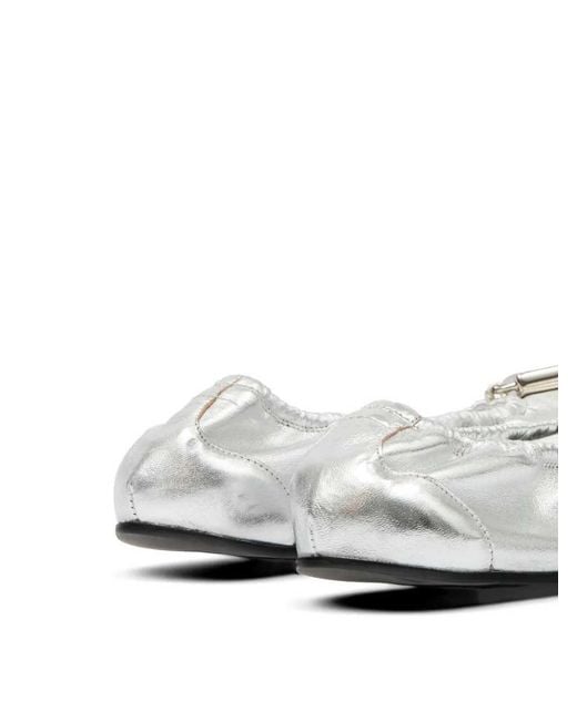 MM6 by Maison Margiela White Ballet Flats With Charm Details