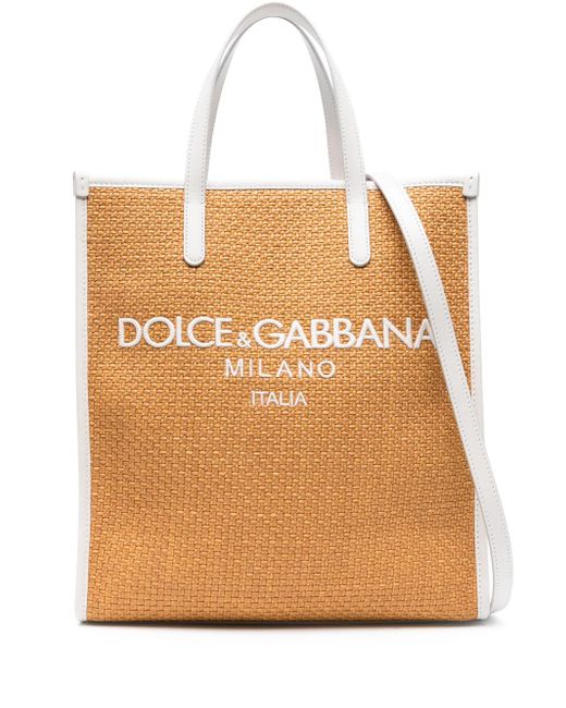 Dolce & Gabbana Natural Rafia Small Tote Bag