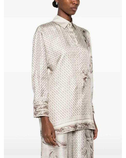 Max Mara White Printed Silk Twill Shirt