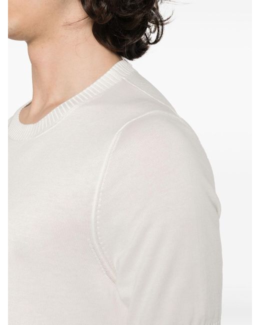 Malo White Short-Sleeved Fine-Knit Sweater for men