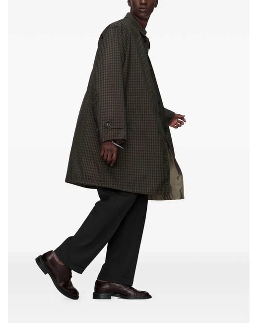 Maison Margiela Gray Buttoned Plaid Trench Coat for men