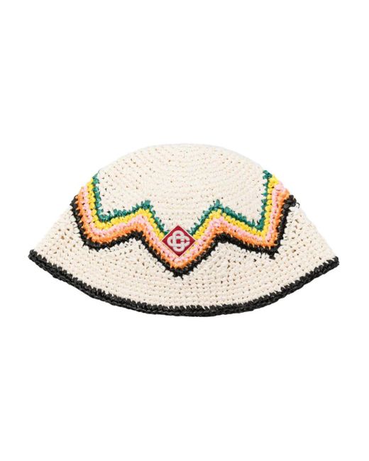 Casablancabrand White Bucket Hat With Patch