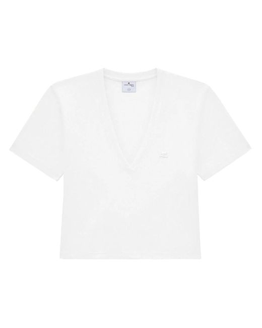 T-Shirt Con Applicazione Logo di Courreges in White