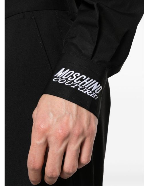 Moschino Black Shirt With Embroidery for men