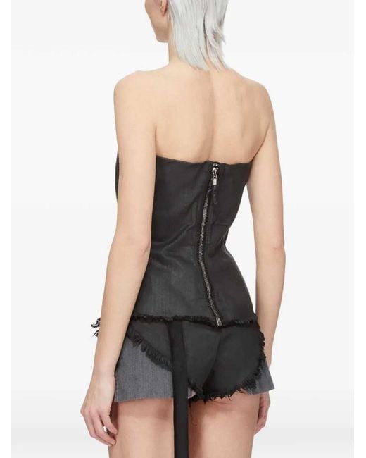 Rick Owens Black Waxed-Finish Bustier Top