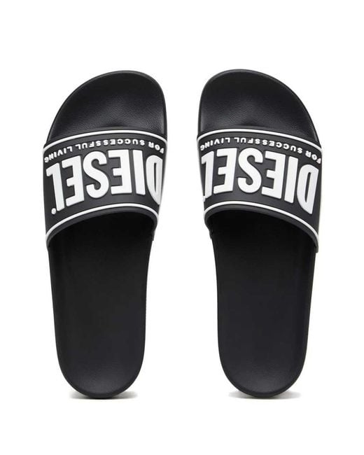 DIESEL White Sa-Mayemi Cc Slides With Logo for men