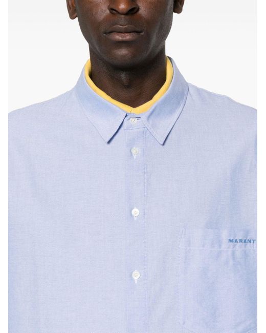 Isabel Marant Blue Iggy Shirt With Embroidery for men
