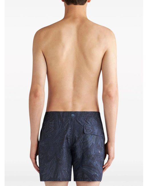 Etro Blue Paisley Print Swimsuit for men