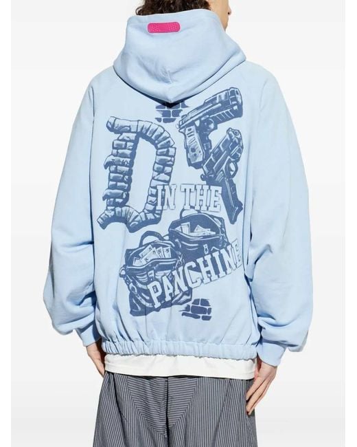 PDF Blue Printed Hoodie for men