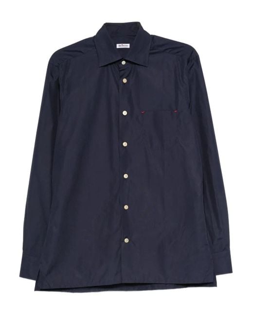 Kiton Blue Buttoned Pocket Shirt for men