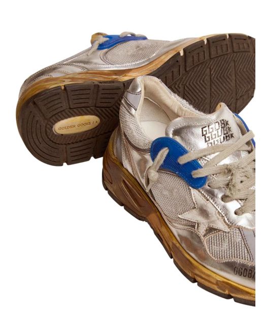 Golden Goose Deluxe Brand Blue Running Sole Sneakers With A Worn Effect
