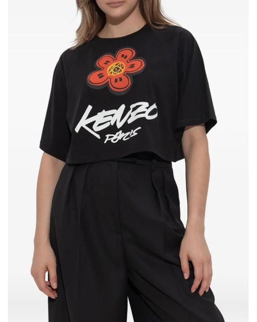 KENZO Black Boke Flower Crop T-Shirt