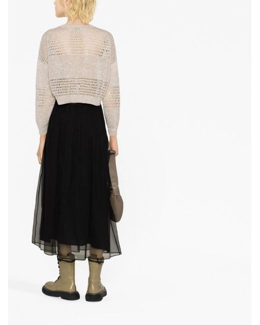 Brunello Cucinelli Black Layered Midi Skirt
