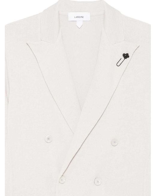 Lardini White Double-Breasted Cotton Blazer for men