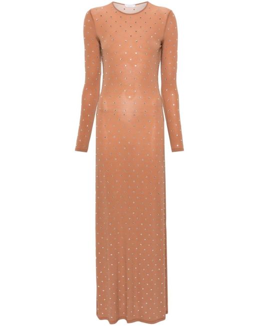 Rabanne Brown Long Dress With Decoration